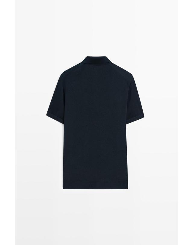 마시모두띠 마시모두띠 울 혼방 니트 반팔 폴로셔츠 1303/210 NAVY BLUE 네이비 착용컷