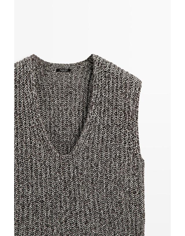 마시모두띠 마시모두띠 코튼 헤더드 니트 브이넥 베스트 5703/540 ANTHRACITE GREY 그레이 착용컷