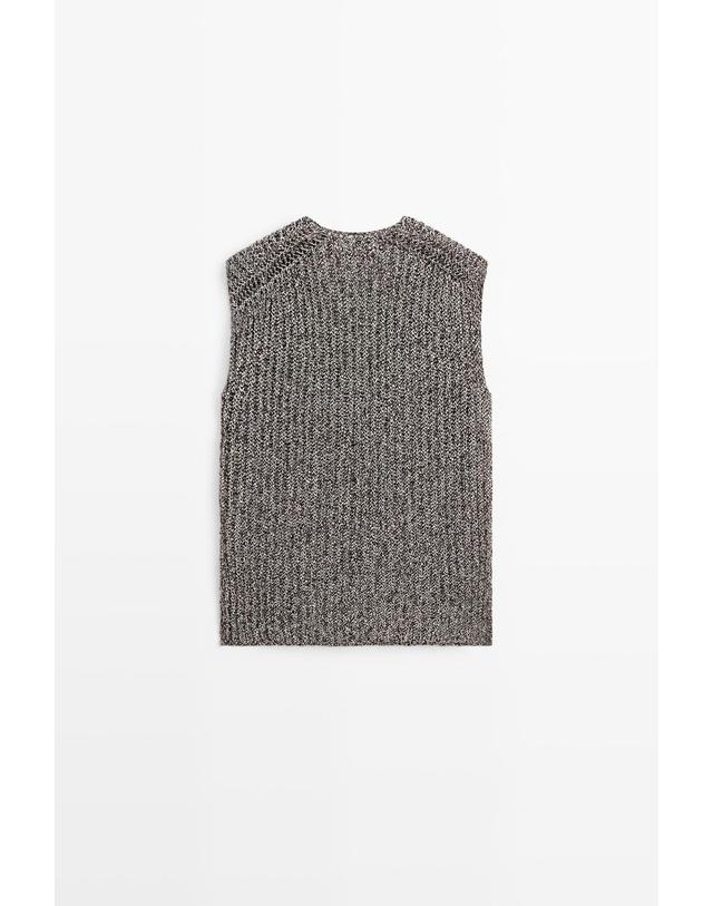 마시모두띠 마시모두띠 코튼 헤더드 니트 브이넥 베스트 5703/540 ANTHRACITE GREY 그레이 착용컷