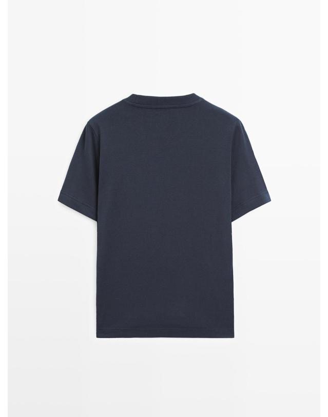 마시모두띠 마시모두띠 100% 코튼 크루넥 반팔 티셔츠 6825/541 NAVY BLUE 네이비 착용컷
