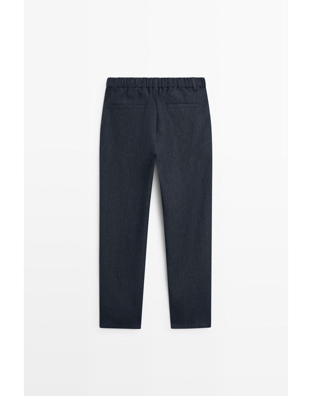마시모두띠 마시모두띠 100% 린넨 밴딩 와이드 팬츠 0166/015 NAVY BLUE 네이비 착용컷