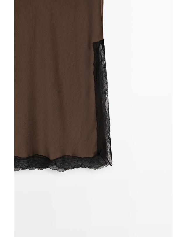 마시모두띠 마시모두띠 레이스 트리밍 미디 스커트 5291/843 BROWN MARL 초콜릿 착용컷