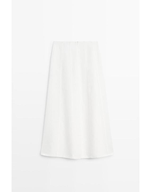 마시모두띠 마시모두띠 100% 린넨 고데 롱 스커트 5261/861 OFF WHITE 아이보리 착용컷