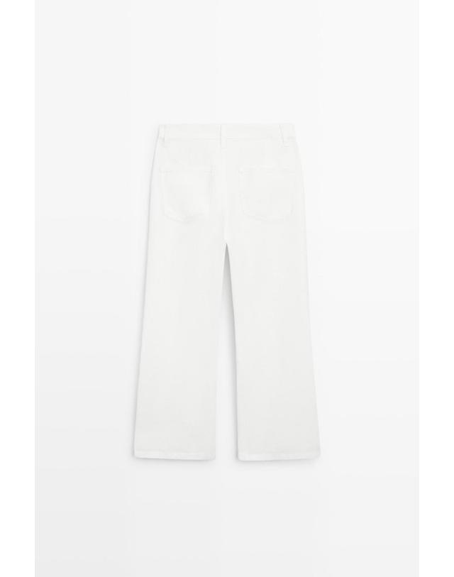 마시모두띠 마시모두띠 린넨 크롭 플레어핏 팬츠 5061/860 OFF WHITE 아이보리 착용컷
