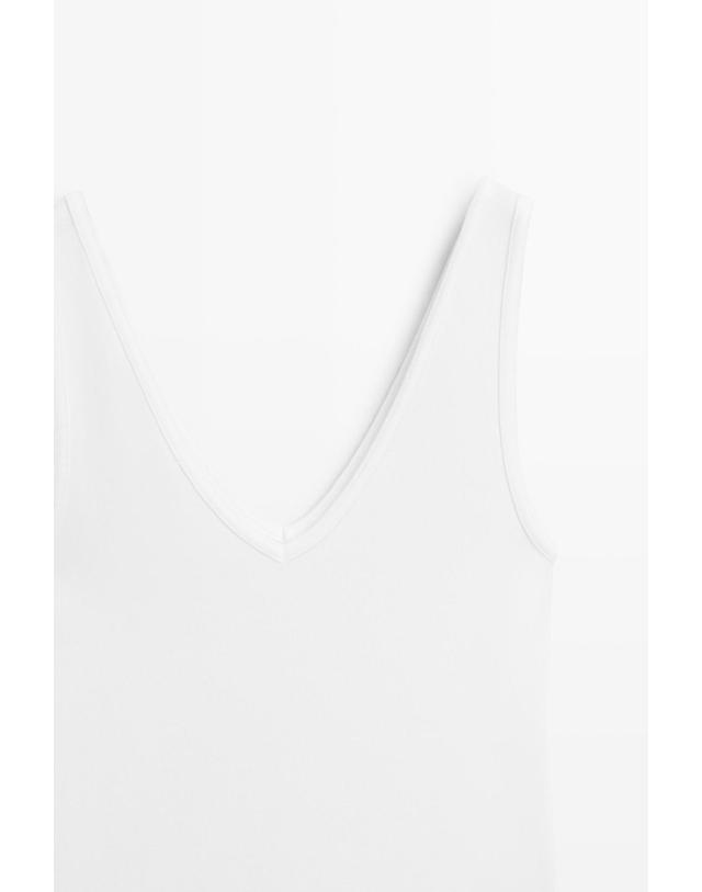 마시모두띠 마시모두띠 코튼 혼방 브이넥 민소매 탱크탑 6840/919 WHITE 화이트 착용컷