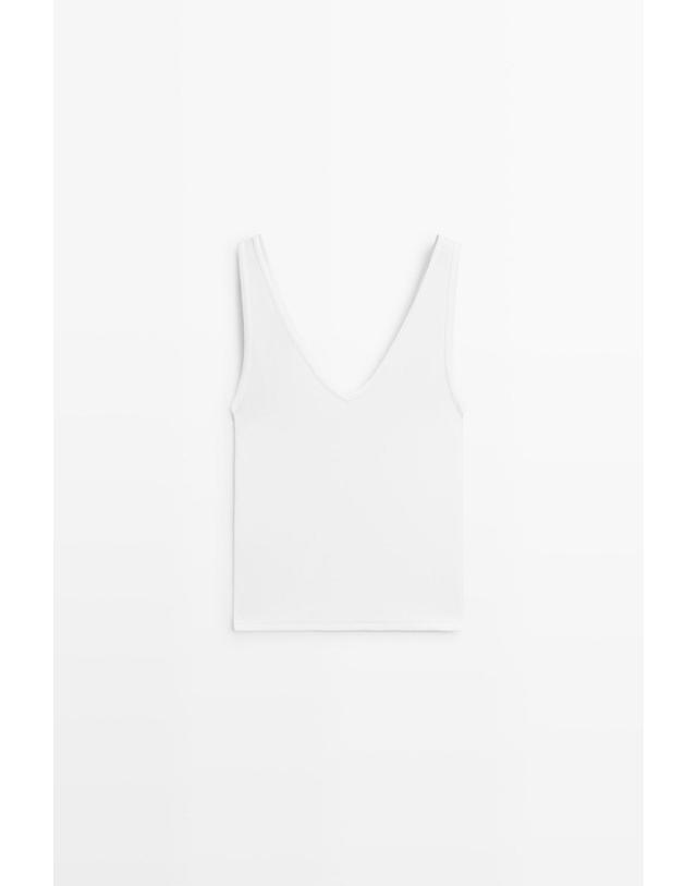 마시모두띠 마시모두띠 코튼 혼방 브이넥 민소매 탱크탑 6840/919 WHITE 화이트 착용컷