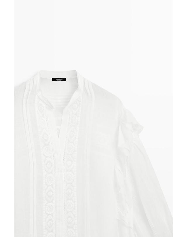 마시모두띠 마시모두띠 자수 러플 스탠드 칼라 블라우스 5142/742 WHITE 화이트 착용컷