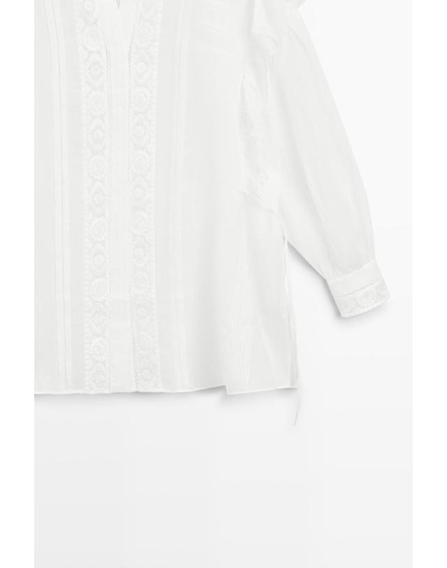 마시모두띠 마시모두띠 자수 러플 스탠드 칼라 블라우스 5142/742 WHITE 화이트 착용컷