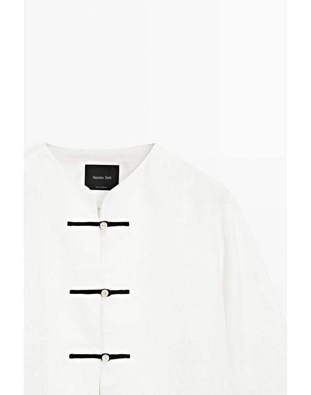 마시모두띠 마시모두띠 린넨 버튼 디테일 긴팔 셔츠 6036/616 OFF WHITE 아이보리 착용컷