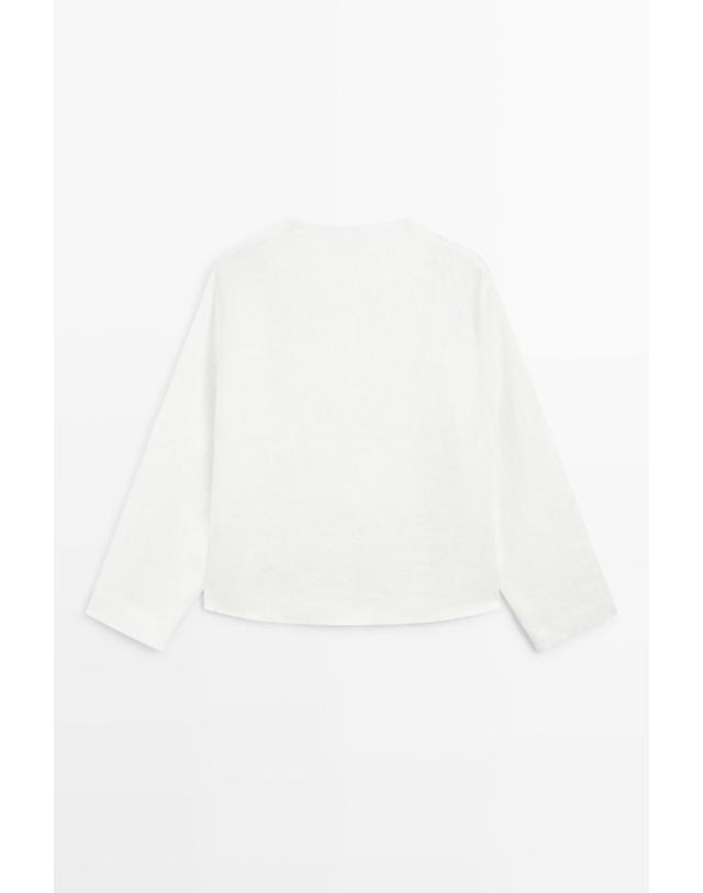 마시모두띠 마시모두띠 린넨 버튼 디테일 긴팔 셔츠 6036/616 OFF WHITE 아이보리 착용컷