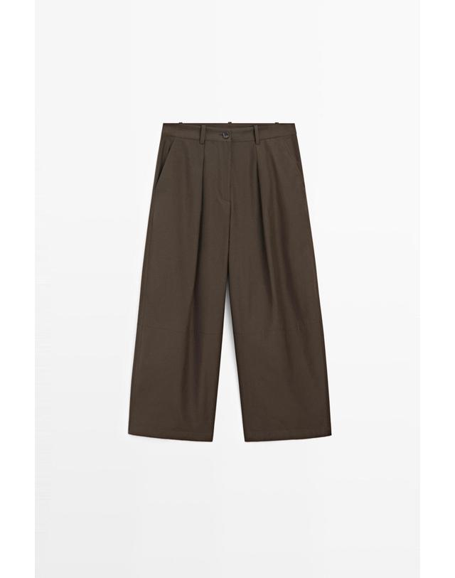 마시모두띠 마시모두띠 코튼 포플린 와이드 팬츠 5067/608 KHAKI 카키 착용컷