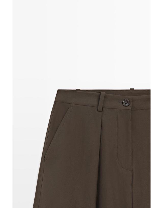 마시모두띠 마시모두띠 코튼 포플린 와이드 팬츠 5067/608 KHAKI 카키 착용컷