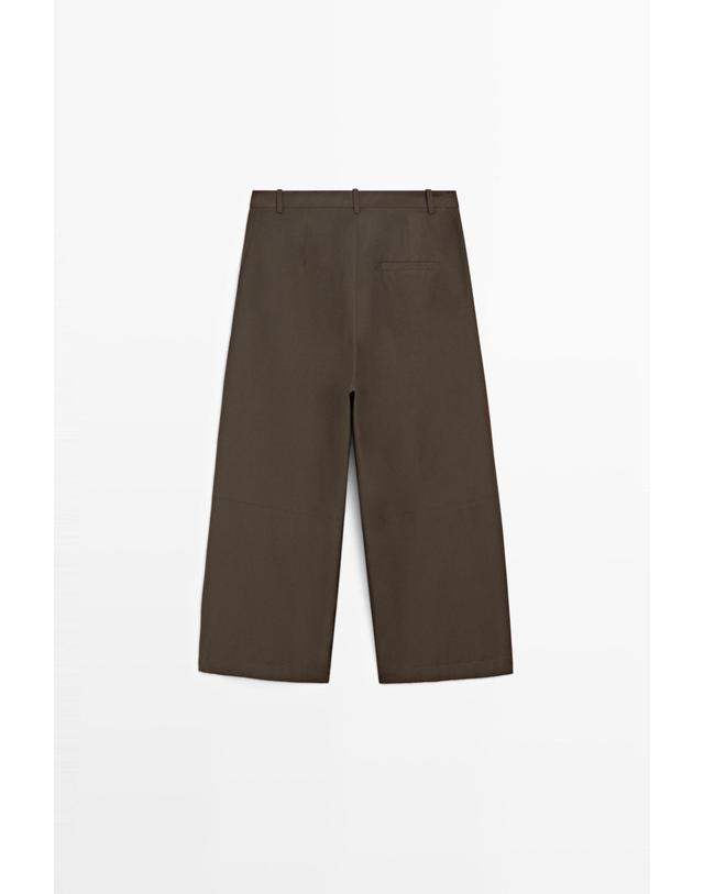 마시모두띠 마시모두띠 코튼 포플린 와이드 팬츠 5067/608 KHAKI 카키 착용컷