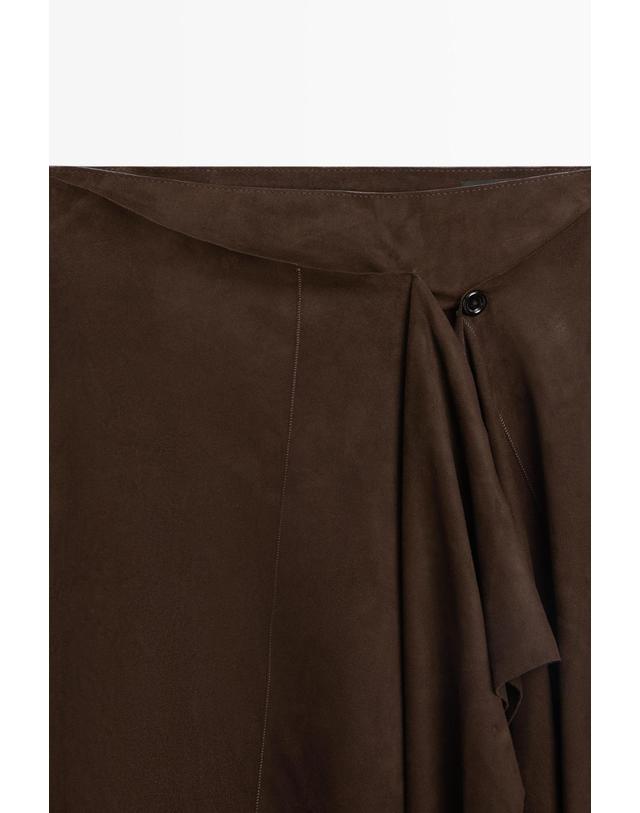 마시모두띠 마시모두띠 스웨이드 레더 러플 미디 스커트 5302/602 BROWN 초콜릿 착용컷