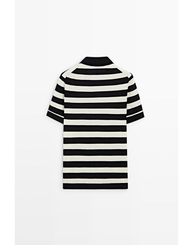 마시모두띠 마시모두띠 코튼 스트라이프 니트 반팔 폴로셔츠 1336/201 NAVY BLUE 네이비 착용컷
