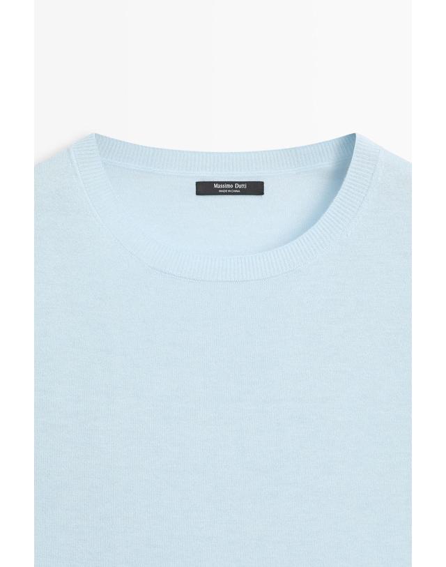 마시모두띠 마시모두띠 파인 니트 울 혼방 반팔 스웨터 5691/578 LIGHT BLUE 블루 착용컷