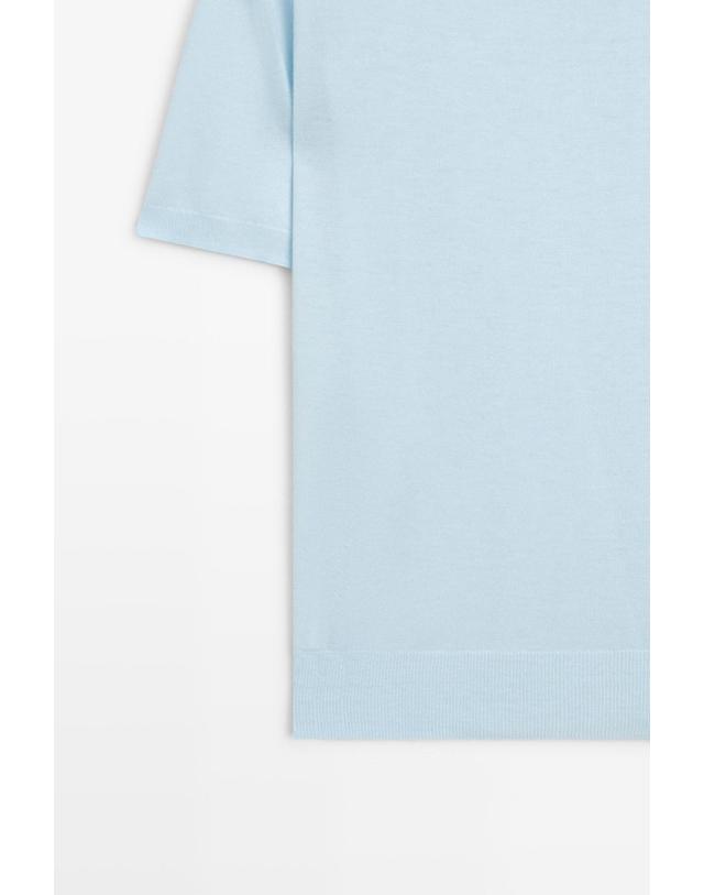 마시모두띠 마시모두띠 파인 니트 울 혼방 반팔 스웨터 5691/578 LIGHT BLUE 블루 착용컷