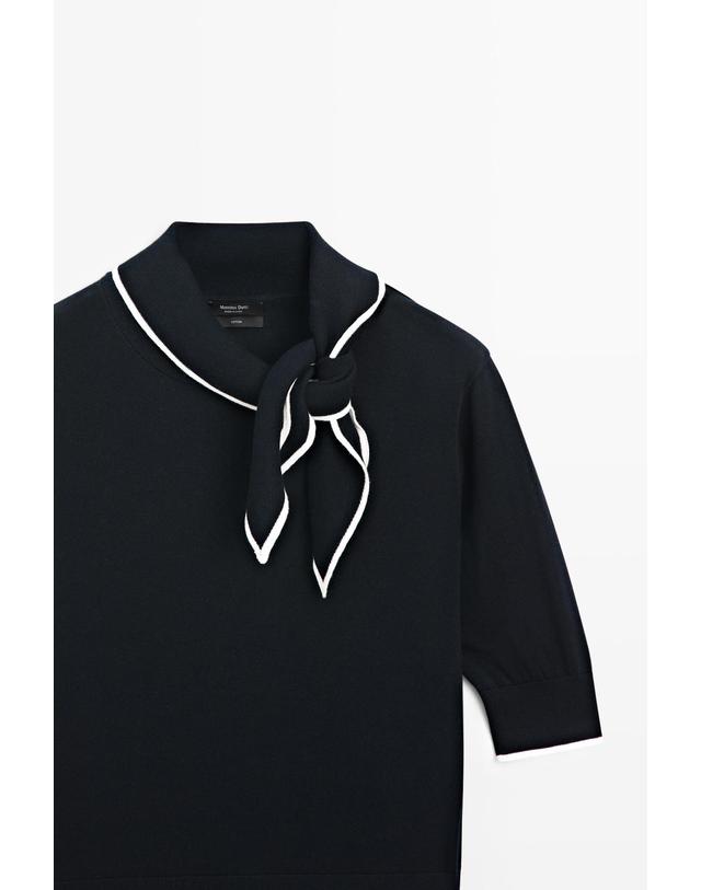 마시모두띠 마시모두띠 100% 코튼 니트 스카프 스웨터 5629/563 NAVY BLUE 네이비 착용컷