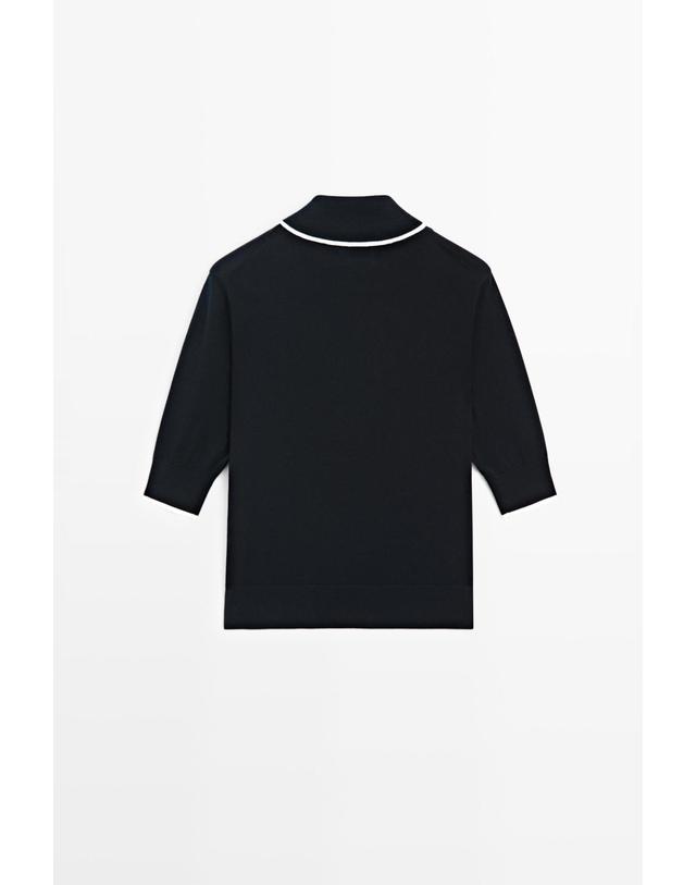 마시모두띠 마시모두띠 100% 코튼 니트 스카프 스웨터 5629/563 NAVY BLUE 네이비 착용컷