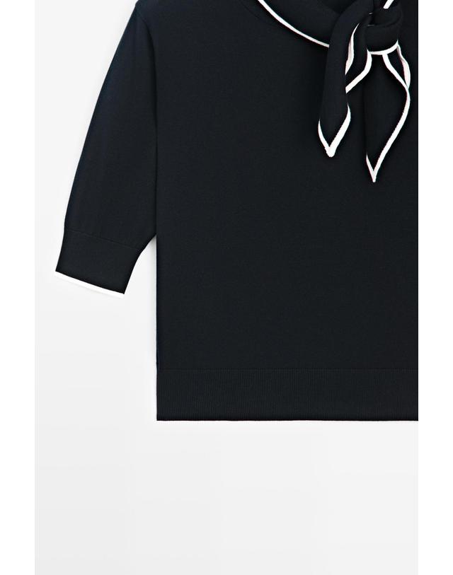 마시모두띠 마시모두띠 100% 코튼 니트 스카프 스웨터 5629/563 NAVY BLUE 네이비 착용컷