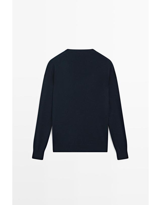 마시모두띠 마시모두띠 울 혼방 브이넥 니트 스웨터 5693/578 NAVY BLUE 네이비 착용컷