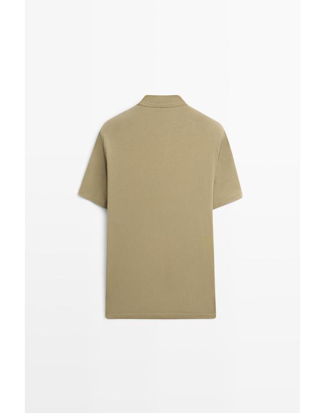마시모두띠 마시모두띠 100% 코튼 니트 V넥 반팔 폴로셔츠 0837/175 MOSS GREEN 카키 착용컷