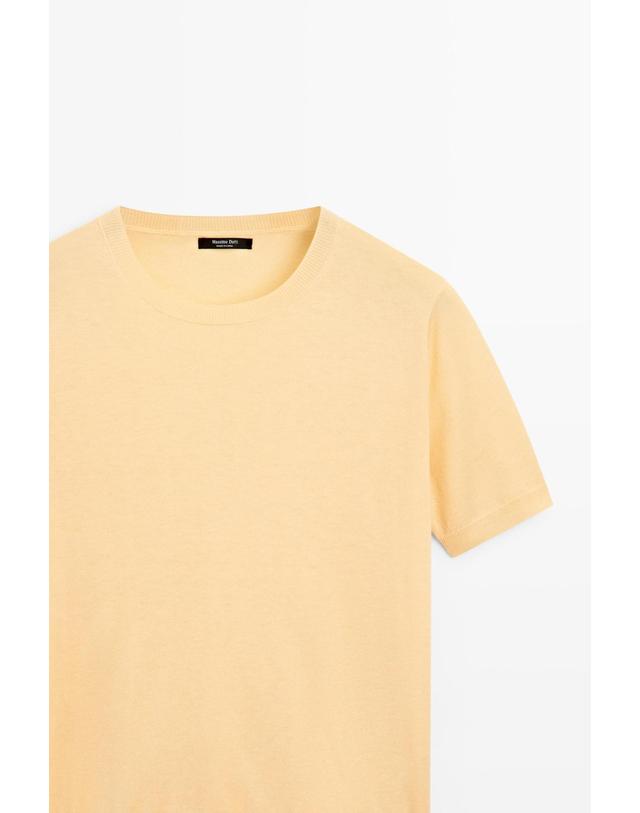마시모두띠 마시모두띠 파인 니트 울 혼방 반팔 스웨터 5691/578 YELLOW 노랑 착용컷