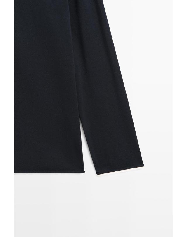 마시모두띠 마시모두띠 코튼 혼방 배색 니트 스웨터 5622/822 NAVY BLUE 네이비 착용컷