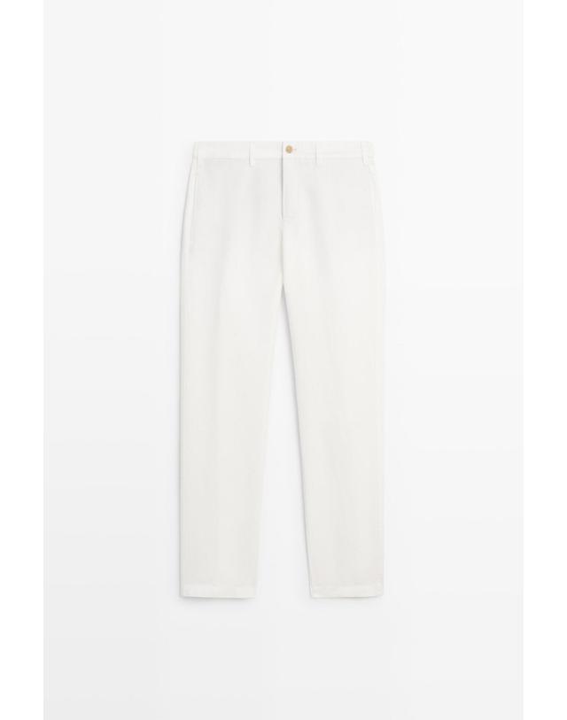마시모두띠 마시모두띠 린넨 코튼 스트레이트 팬츠 0168/006 OFF WHITE 아이보리 착용컷