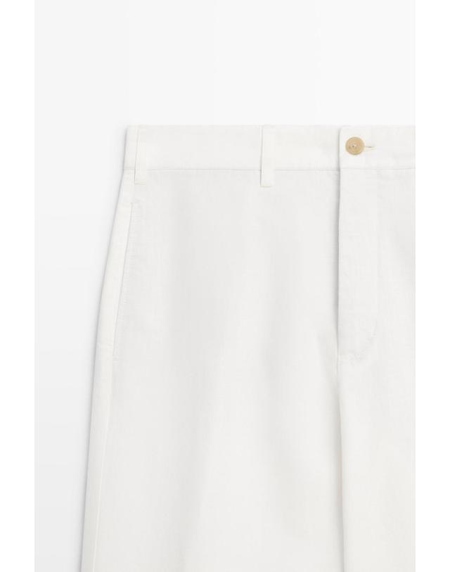 마시모두띠 마시모두띠 린넨 코튼 스트레이트 팬츠 0168/006 OFF WHITE 아이보리 착용컷