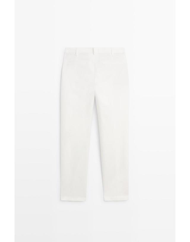 마시모두띠 마시모두띠 린넨 코튼 스트레이트 팬츠 0168/006 OFF WHITE 아이보리 착용컷