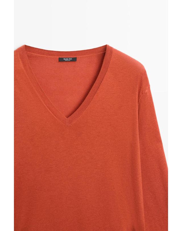 마시모두띠 마시모두띠 울 혼방 브이넥 니트 스웨터 5693/578 BURNT ORANGE 오렌지 착용컷