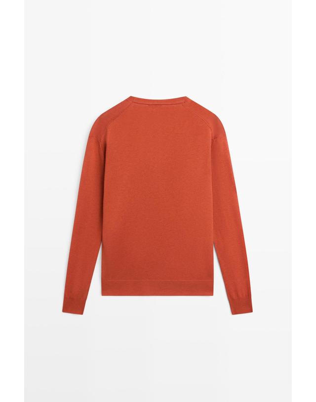마시모두띠 마시모두띠 울 혼방 브이넥 니트 스웨터 5693/578 BURNT ORANGE 오렌지 착용컷