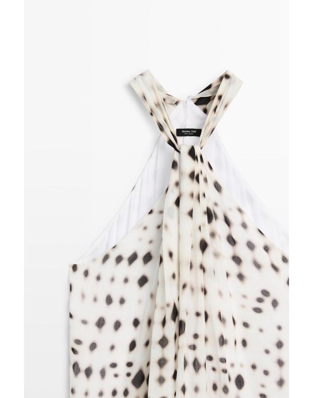 마시모두띠 마시모두띠 프린트 홀터넥 롱 원피스 6618/150 OFF WHITE 아이보리 착용컷