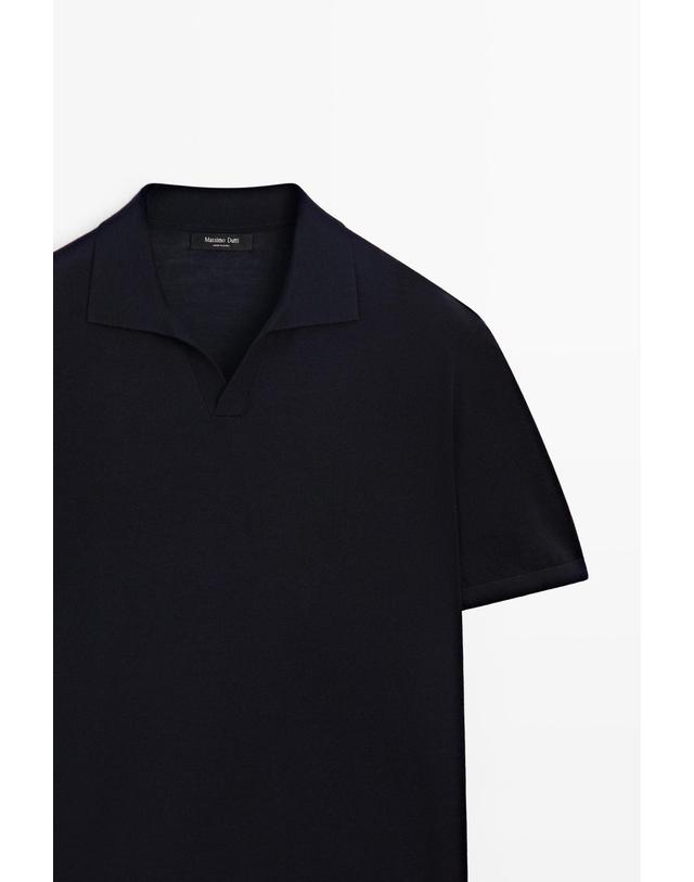 마시모두띠 마시모두띠 울 혼방 반팔 니트 폴로셔츠 1302/210 NAVY BLUE 네이비 착용컷