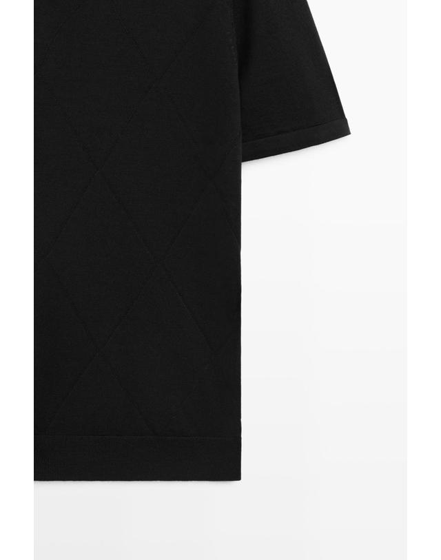 마시모두띠 마시모두띠 아가일 니트 반팔 폴로 스웨터 1305/210 BLACK 블랙 착용컷