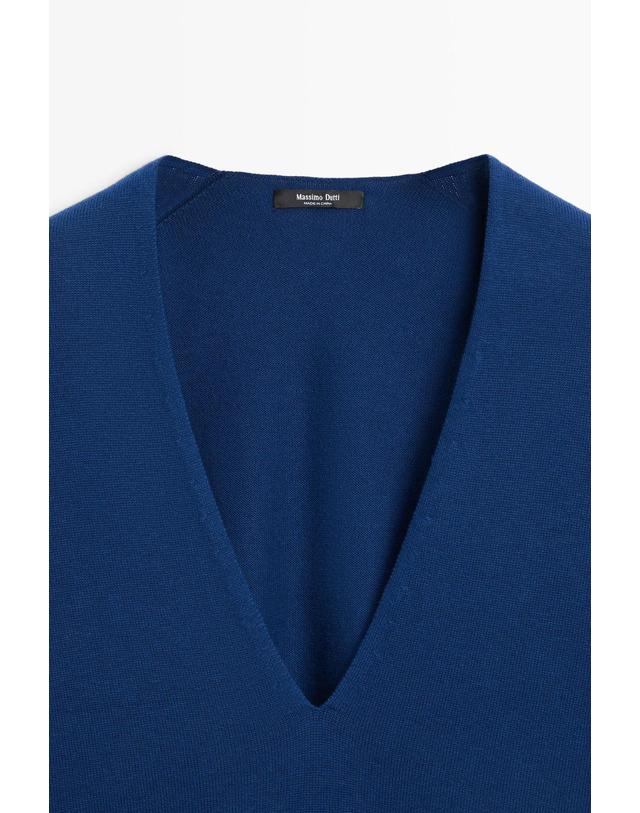 마시모두띠 마시모두띠 스트라이프 브이넥 니트 스웨터 5606/527 NAVY BLUE 네이비 착용컷