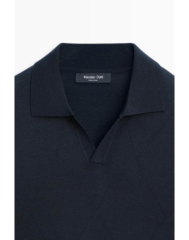 마시모두띠 마시모두띠 아가일 니트 반팔 폴로 스웨터 1305/210 NAVY BLUE 네이비 착용컷