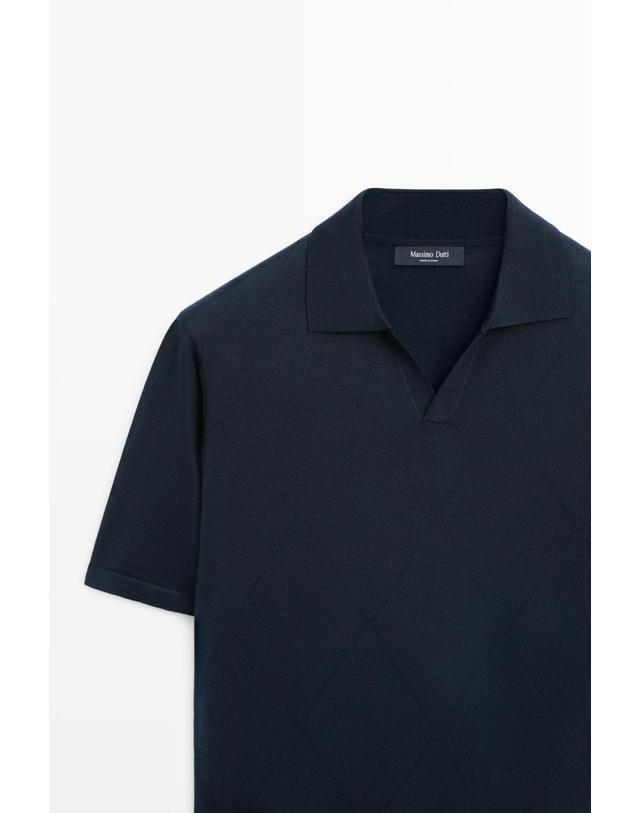 마시모두띠 마시모두띠 아가일 니트 반팔 폴로 스웨터 1305/210 NAVY BLUE 네이비 착용컷