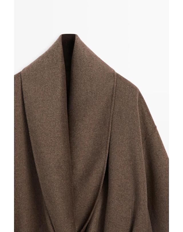 마시모두띠 마시모두띠 멜란지 울 블렌드 랩 스타일 자켓 6401/706 MOLE BROWN 초콜릿 착용컷
