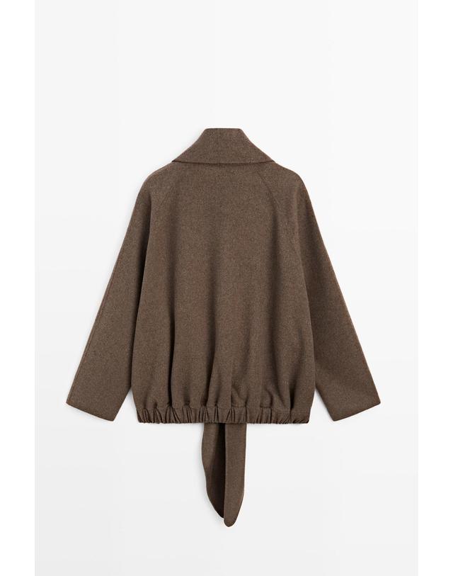 마시모두띠 마시모두띠 멜란지 울 블렌드 랩 스타일 자켓 6401/706 MOLE BROWN 초콜릿 착용컷