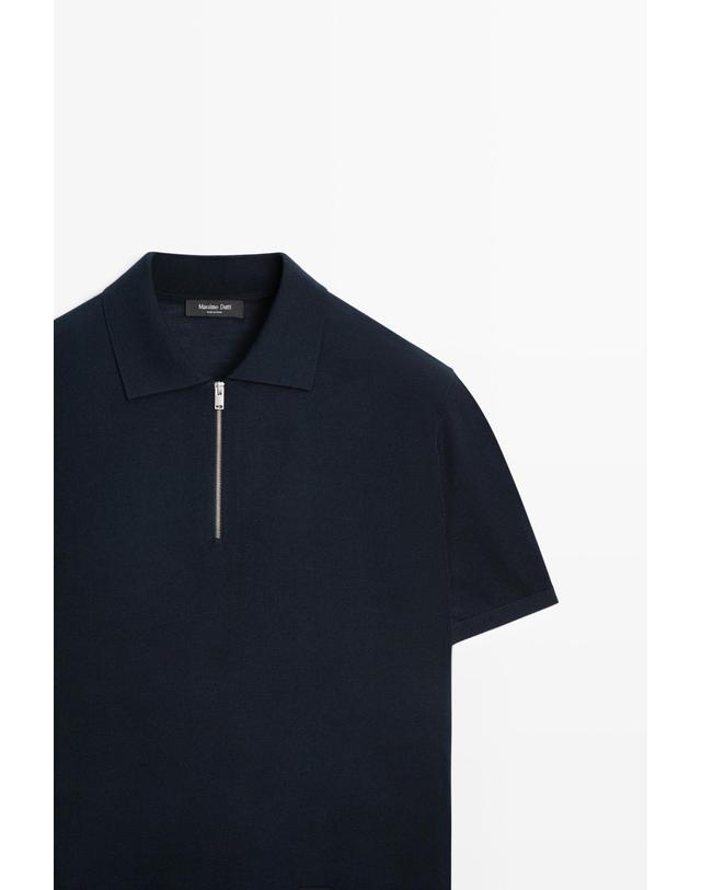 마시모두띠 마시모두띠 울 혼방 지퍼넥 반팔 폴로셔츠 1304/210 NAVY BLUE 네이비 착용컷