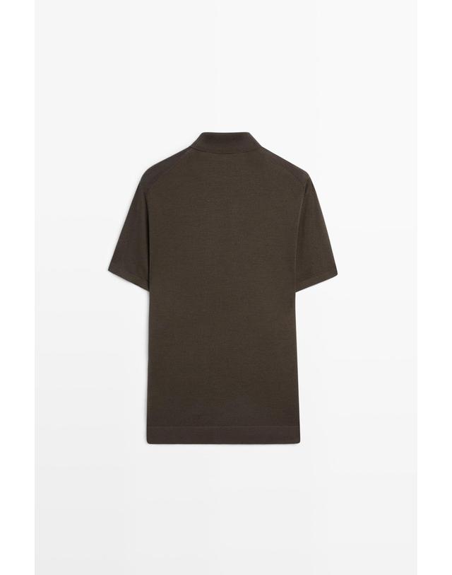 마시모두띠 마시모두띠 울 혼방 지퍼넥 반팔 폴로셔츠 1304/210 DARK KHAKI 카키 착용컷
