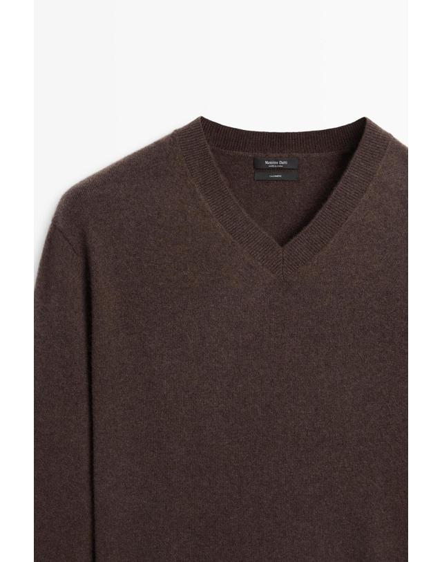 마시모두띠 마시모두띠 100% 캐시미어 브이넥 니트 스웨터 5603/565 TOBACCO BROWN 초콜릿 착용컷