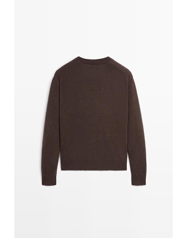 마시모두띠 마시모두띠 100% 캐시미어 브이넥 니트 스웨터 5603/565 TOBACCO BROWN 초콜릿 착용컷