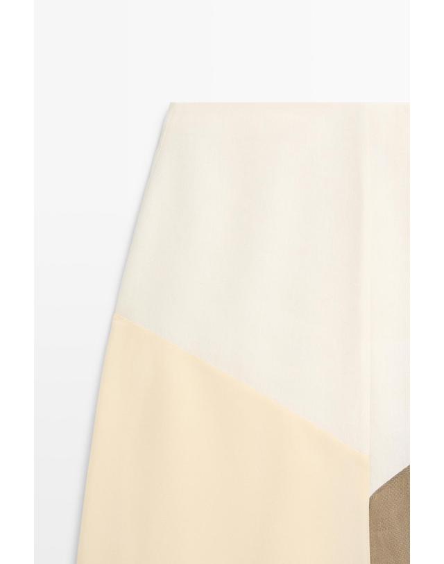 마시모두띠 마시모두띠 컬러블록 플로잉 미디 스커트 6606/615 WHITE 아이보리 착용컷