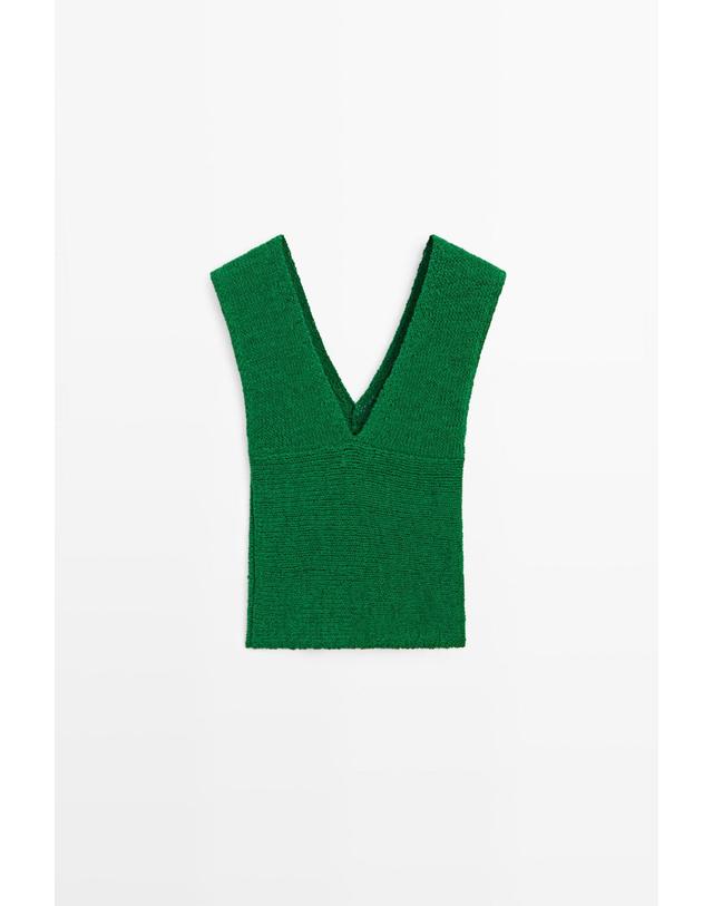 마시모두띠 마시모두띠 코튼 혼방 브이넥 니트 탑 5701/514 GREEN 그린 착용컷