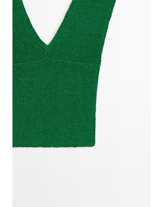 마시모두띠 마시모두띠 코튼 혼방 브이넥 니트 탑 5701/514 GREEN 그린 착용컷