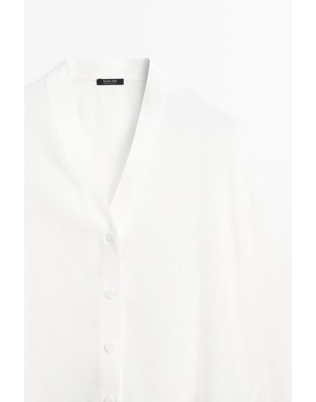 마시모두띠 마시모두띠 린넨 혼방 브이넥 크롭 셔츠 5187/687 WHITE 화이트 착용컷