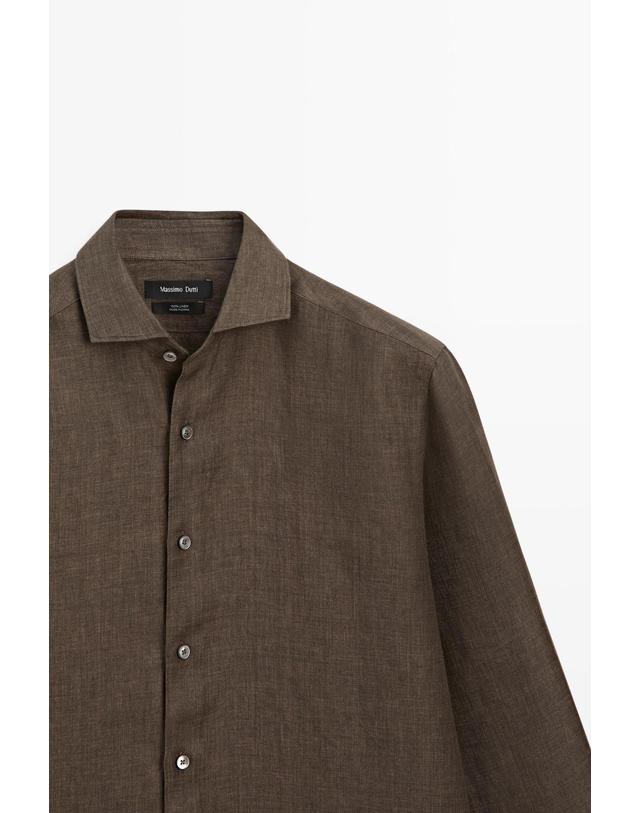 마시모두띠 마시모두띠 100% 린넨 긴팔 셔츠 1965/276 BROWN 브라운 착용컷